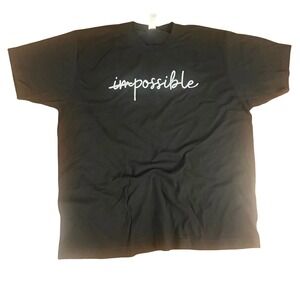 Alstyle Apparel Impossible Possible Graphic T-Shirt Mens Large Black Cotton Tee
